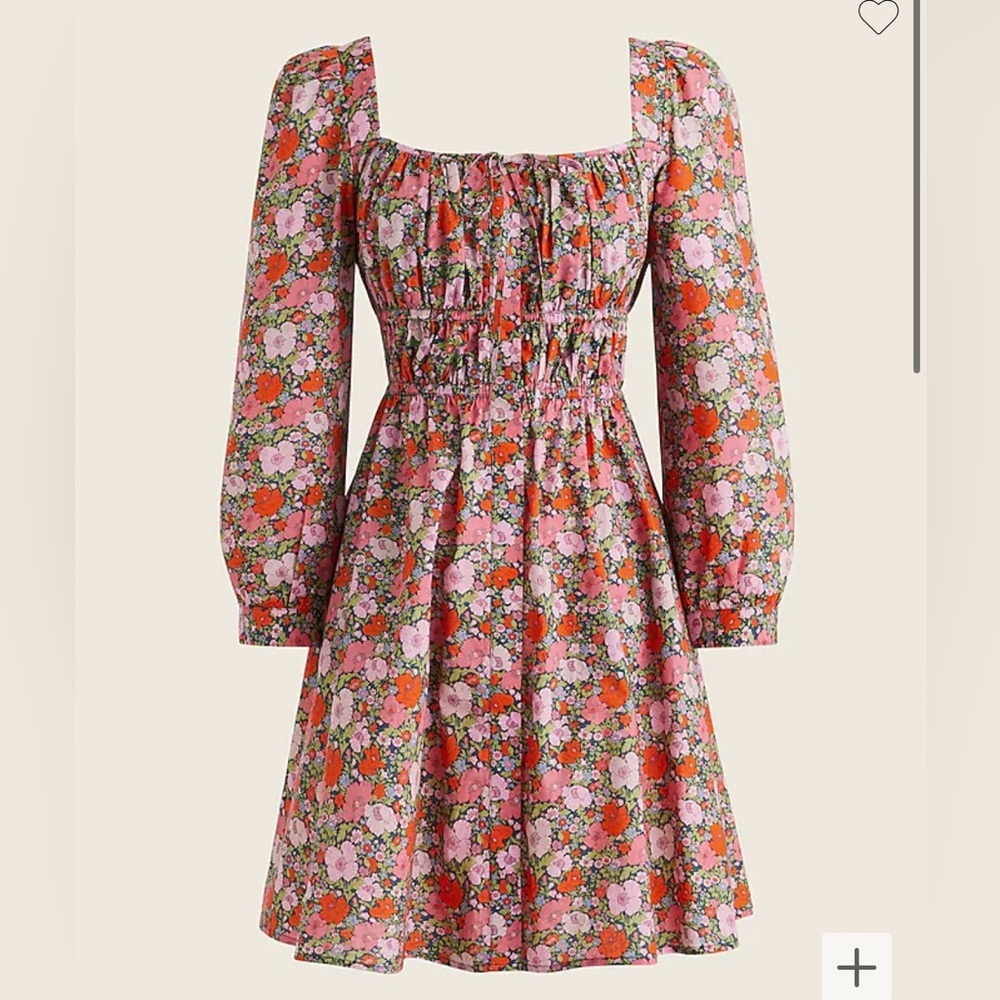 J. Crew Cinched Waist Organic Cotton Dress Pink Liberty London Floral 4